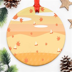 Dragonfly Leaf Orange Ornament (round) by Mariart