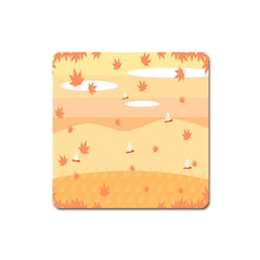 Dragonfly Leaf Orange Square Magnet by Mariart