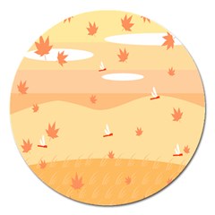 Dragonfly Leaf Orange Magnet 5  (round)