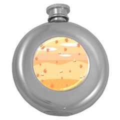 Dragonfly Leaf Orange Round Hip Flask (5 Oz) by Mariart