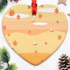 Dragonfly Leaf Orange Heart Ornament (two Sides) by Mariart