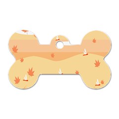 Dragonfly Leaf Orange Dog Tag Bone (one Side) by Mariart