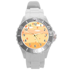 Dragonfly Leaf Orange Round Plastic Sport Watch (l) by Mariart