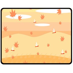 Dragonfly Leaf Orange Double Sided Fleece Blanket (medium)  by Mariart