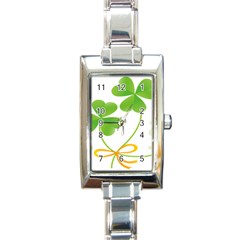 Flower Floralleaf Green Reboon Rectangle Italian Charm Watch