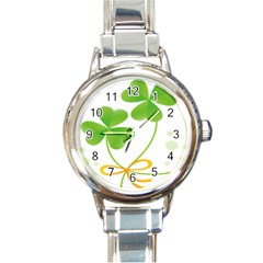 Flower Floralleaf Green Reboon Round Italian Charm Watch by Mariart