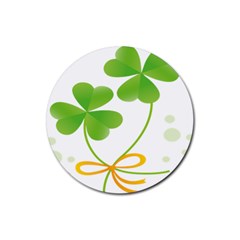 Flower Floralleaf Green Reboon Rubber Round Coaster (4 Pack)  by Mariart