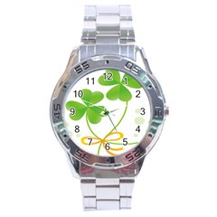 Flower Floralleaf Green Reboon Stainless Steel Analogue Watch by Mariart