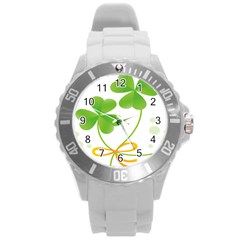 Flower Floralleaf Green Reboon Round Plastic Sport Watch (l) by Mariart