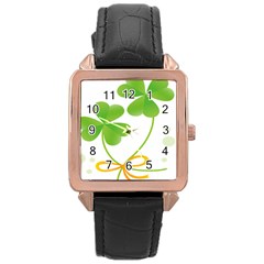 Flower Floralleaf Green Reboon Rose Gold Leather Watch  by Mariart