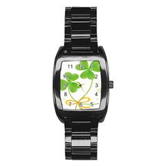 Flower Floralleaf Green Reboon Stainless Steel Barrel Watch by Mariart