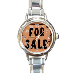 For Sale Sign Black Brown Round Italian Charm Watch by Mariart