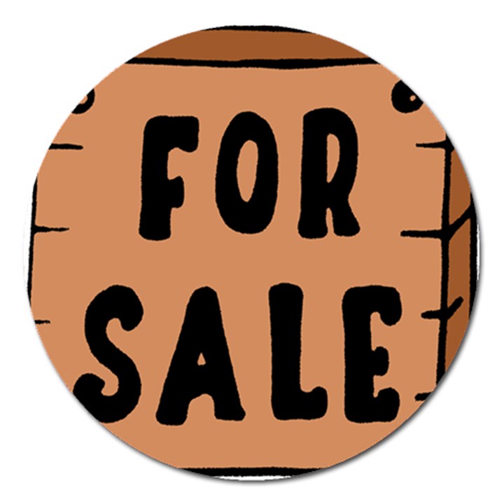 For Sale Sign Black Brown Magnet 5  (Round)