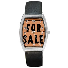 For Sale Sign Black Brown Barrel Style Metal Watch by Mariart