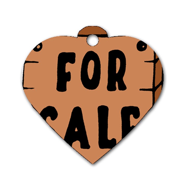 For Sale Sign Black Brown Dog Tag Heart (One Side)