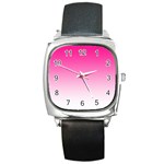 Gradients Pink White Square Metal Watch Front