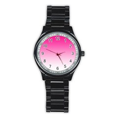 Gradients Pink White Stainless Steel Round Watch by Mariart