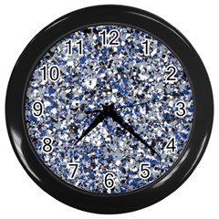 Electric Blue Blend Stone Glass Wall Clocks (black) by Mariart