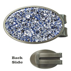 Electric Blue Blend Stone Glass Money Clips (oval)  by Mariart