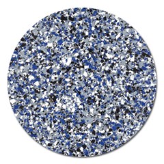 Electric Blue Blend Stone Glass Magnet 5  (round) by Mariart