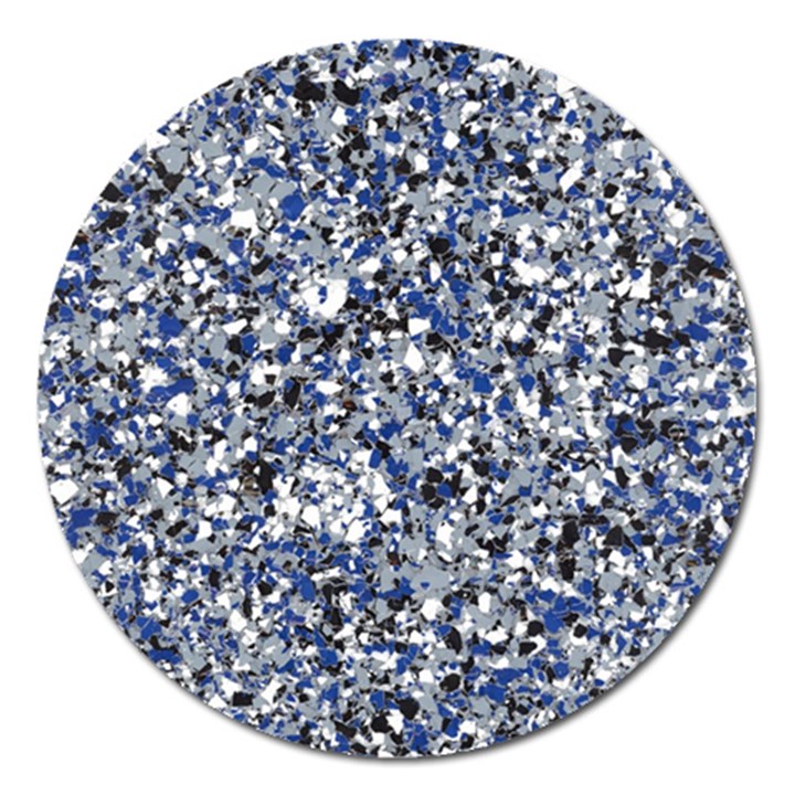 Electric Blue Blend Stone Glass Magnet 5  (Round)