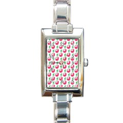 Fruit Pink Green Mangosteen Rectangle Italian Charm Watch by Mariart