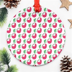 Fruit Pink Green Mangosteen Ornament (round) by Mariart