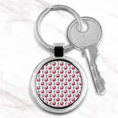 Fruit Pink Green Mangosteen Key Chains (round)  by Mariart