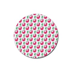 Fruit Pink Green Mangosteen Rubber Coaster (round) 