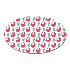 Fruit Pink Green Mangosteen Oval Magnet by Mariart