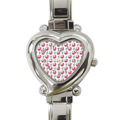 Fruit Pink Green Mangosteen Heart Italian Charm Watch by Mariart