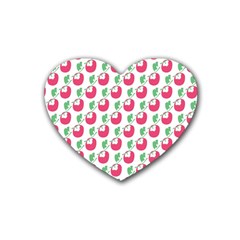 Fruit Pink Green Mangosteen Rubber Coaster (heart)  by Mariart