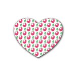 Fruit Pink Green Mangosteen Heart Coaster (4 pack)  Front