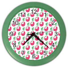 Fruit Pink Green Mangosteen Color Wall Clocks by Mariart