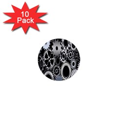 Gears Technology Steel Mechanical Chain Iron 1  Mini Buttons (10 Pack) 