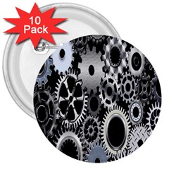 Gears Technology Steel Mechanical Chain Iron 3  Buttons (10 Pack) 