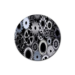 Gears Technology Steel Mechanical Chain Iron Rubber Round Coaster (4 Pack)  by Mariart