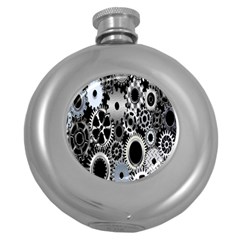 Gears Technology Steel Mechanical Chain Iron Round Hip Flask (5 Oz) by Mariart