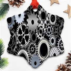 Gears Technology Steel Mechanical Chain Iron Snowflake Ornament (two Sides) by Mariart