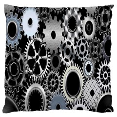 Gears Technology Steel Mechanical Chain Iron Large Cushion Case (one Side) by Mariart