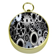 Gears Technology Steel Mechanical Chain Iron Gold Compasses by Mariart