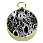 Gears Technology Steel Mechanical Chain Iron Gold Compasses Front