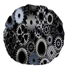 Gears Technology Steel Mechanical Chain Iron Large 18  Premium Flano Round Cushions by Mariart