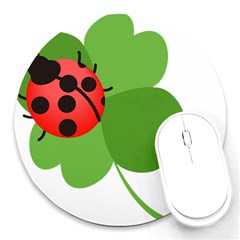 Insect Flower Floral Animals Green Red Round Mousepads by Mariart