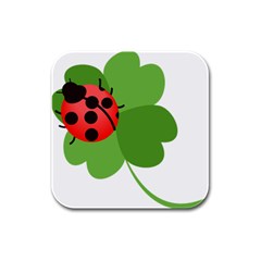 Insect Flower Floral Animals Green Red Rubber Square Coaster (4 Pack)  by Mariart