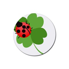 Insect Flower Floral Animals Green Red Rubber Round Coaster (4 Pack)  by Mariart