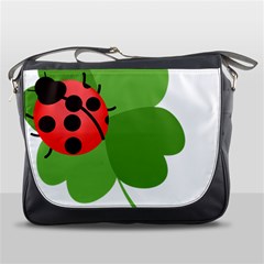 Insect Flower Floral Animals Green Red Messenger Bags by Mariart