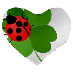 Insect Flower Floral Animals Green Red Large 19  Premium Heart Shape Cushions by Mariart