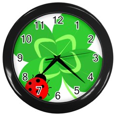 Insect Flower Floral Animals Green Red Line Wall Clocks (black) by Mariart