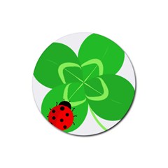 Insect Flower Floral Animals Green Red Line Rubber Round Coaster (4 Pack)  by Mariart